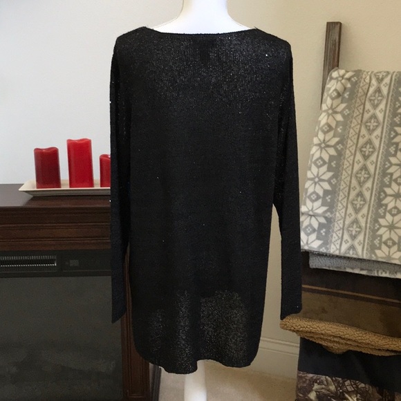 Alfani sequined 3/4 sleeve, hi-low top - Picture 2 of 4